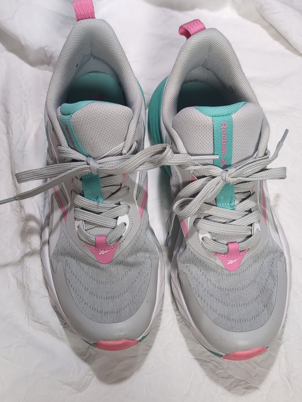 Reebok Women's  9 1/2 Gray Pink Teal Athletic Sneakers
